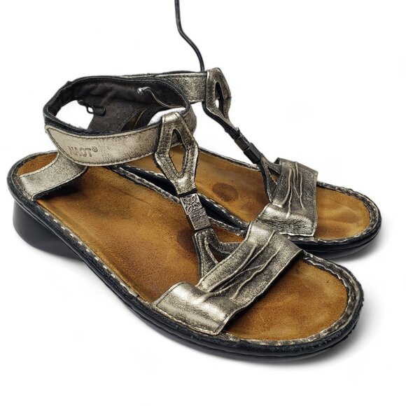 Naot Cymbal Metallic Leather Gladiator Sandal Women’s Strappy Ankle Glam 6/6.5 - Picture 1 of 11